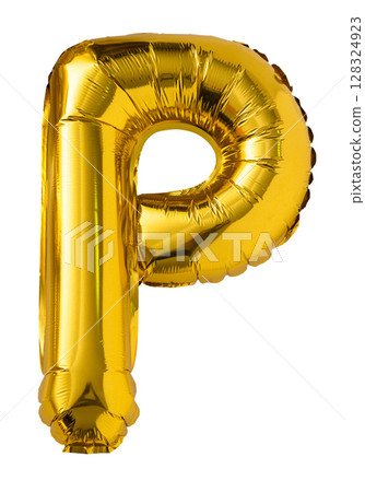 Gold Foil Letter P Balloon isolated Gold Foil Letter P Balloon isolated 128324923