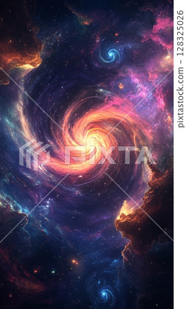 vibrant spiral galaxy with colorful nebulae and stars, cosmic wonder. space exploration and mystery concept 128325026