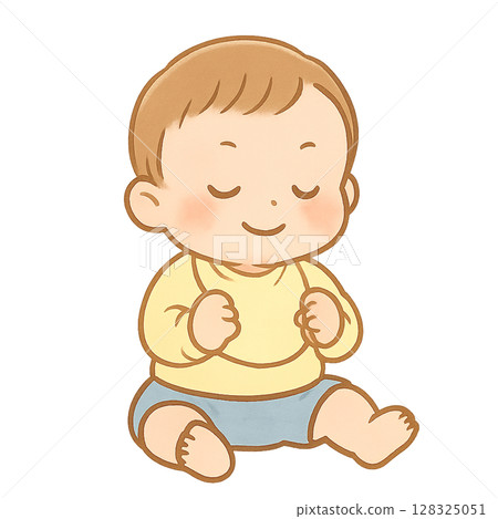 微笑和平靜的嬰兒 128325051