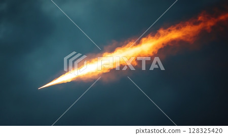 Close-up of an Orange and Red Streak in Sky 128325420