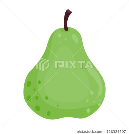 Ripe juicy pear. Healthy eating. Fresh fruit. The vector illustration is isolated on a white background. Ripe juicy pear. Healthy eating. Fresh fruit. The vector illustration is isolated on a white background. 128325507
