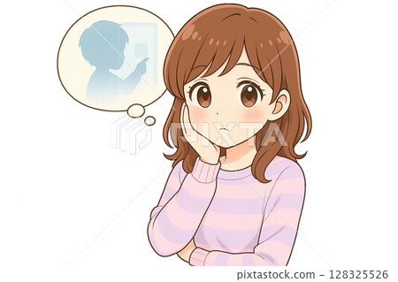 一個女孩想起某人的插圖 128325526
