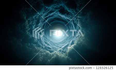 充滿神秘氛圍的畫面，中央被旋轉的薄霧包圍 128326125