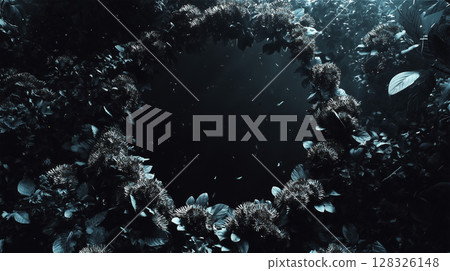 黑暗中漂浮的花環營造出夢幻般的氛圍 128326148