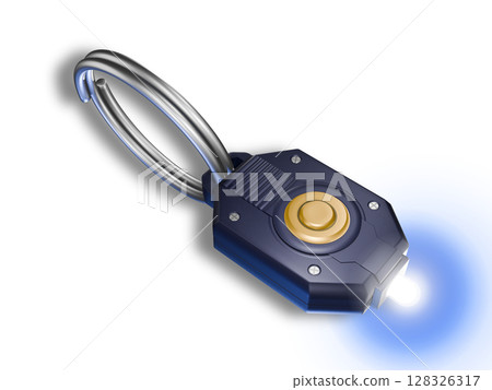 迷你燈、 主燈、 手電筒、 LED 燈、 迷你閃光燈、 白色背景 128326317
