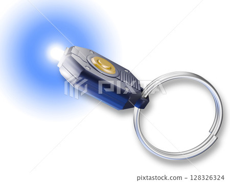 迷你燈、 主燈、 手電筒、 LED 燈、 迷你閃光燈、 白色背景 128326324