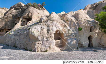 Ancient Chapel of St. Basil, or Aziz Basil Sapeli, at the Goreme Open-Air Museum, a UNESCO site in Cappadocia, Turkey Ancient Chapel of St. Basil, or Aziz Basil Sapeli, at the Goreme Open-Air Museum, a UNESCO site in Cappadocia, Turkey 128326950