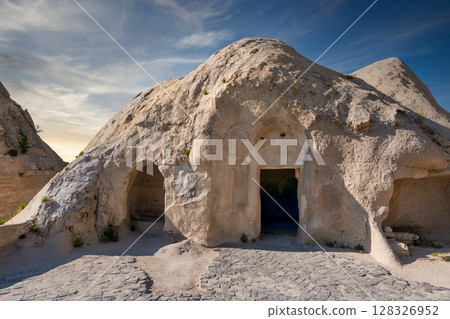 Ancient rock-cut Church of Saint Barbara, at the Goreme Open-Air Museum, a UNESCO site in Cappadocia, Turkey Ancient rock-cut Church of Saint Barbara, at the Goreme Open-Air Museum, a UNESCO site in Cappadocia, Turkey 128326952