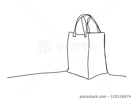 Shopping bag. One line drawing vector illustration. 128326974