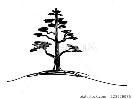 Tree sketch, one line drawing vector illustration. Tree sketch, one line drawing vector illustration. 128326976