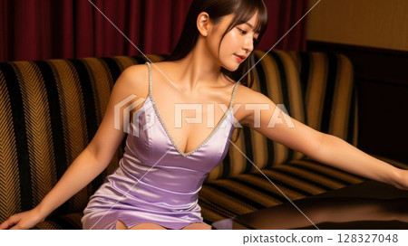 The hostess reaches out to the table 128327048