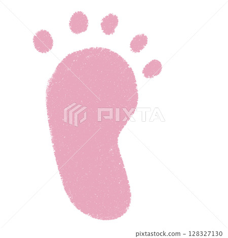 可愛的手繪腳印、爪印、粉紅色剪影印章素材圖示蠟筆風格 128327130