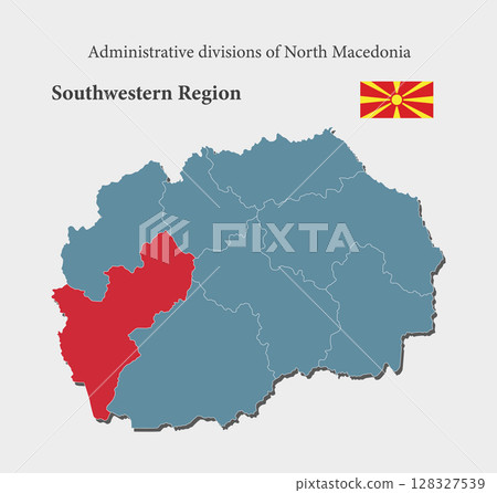 Vector map of North Macedonia, Southwestern Region 128327539