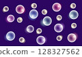 Multicolored bubbles on a purple background. Vector illustration. 128327562