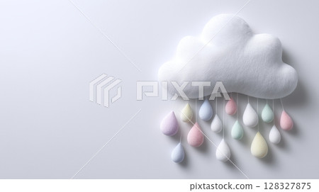 Colorful cloud design with drops hanging on a soft surface 128327875