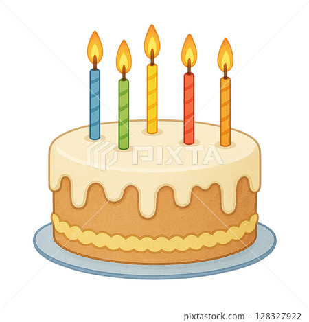 生日蛋糕上插著彩色蠟燭的插圖 128327922
