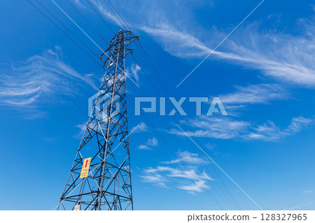 Steel tower and blue sky 128327965