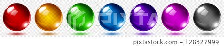 Set of translucent colored spheres. 128327999