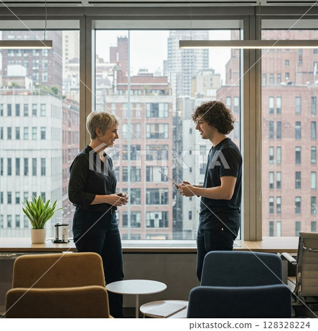 Modern Office Meeting with City View Modern Office Meeting with City View 128328224