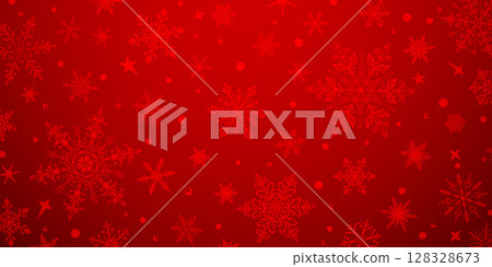 Christmas illustration with snowflakes on red. Christmas illustration with snowflakes on red. 128328673