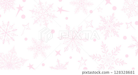 Christmas illustration with large snowflakes in pink. 128328681