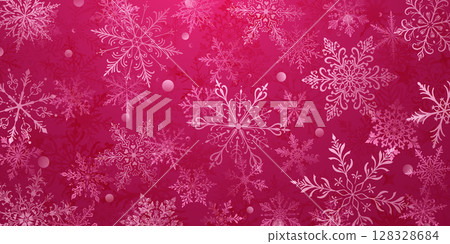 Christmas illustration with large snowflakes on pink. Christmas illustration with large snowflakes on pink. 128328684