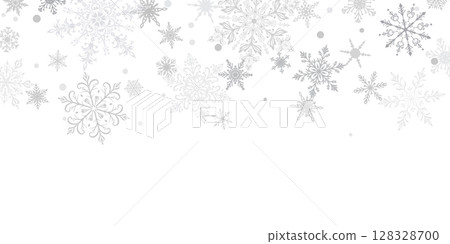Christmas illustration with falling snowflakes on white. Christmas illustration with falling snowflakes on white. 128328700