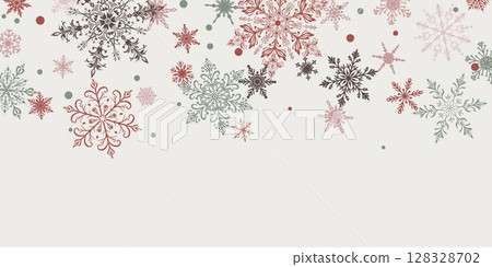 Christmas illustration with falling snowflakes on white. Christmas illustration with falling snowflakes on white. 128328702