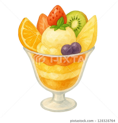 [Sweets] Fruit parfait illustration 128328764