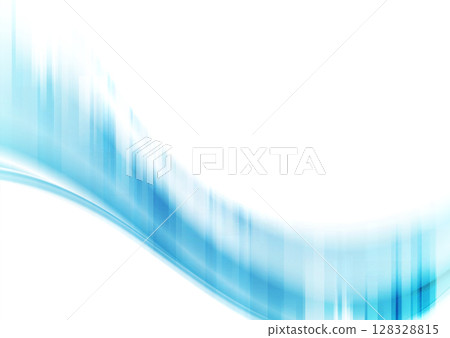 Bright blue smooth blurred wave with striped glitch effect, abstract background 128328815