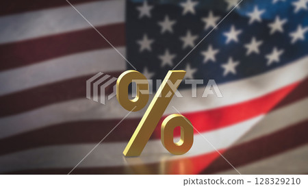 The Percent on USA flag for Business concept 3d Rendering. 128329210