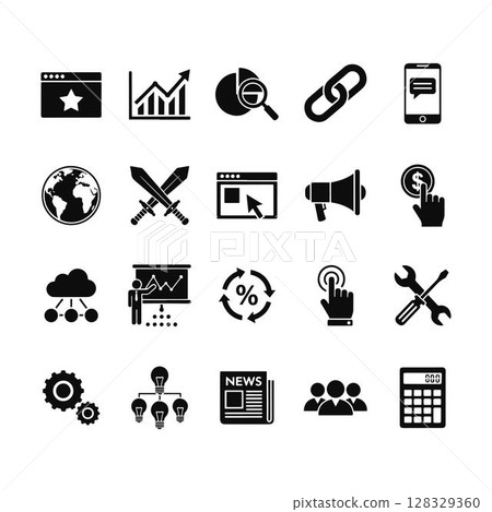 Professional Business and Marketing Icon Collection. Professional Business and Marketing Icon Collection. 128329360