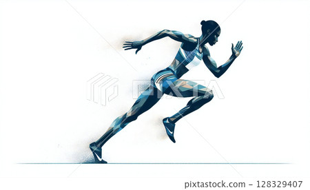 【田徑剪影】動感短跑運動員奔跑 / 簡筆畫 128329407