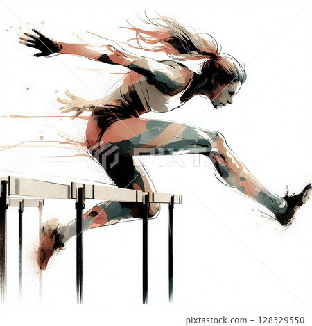 Track and field athlete illustration 128329550