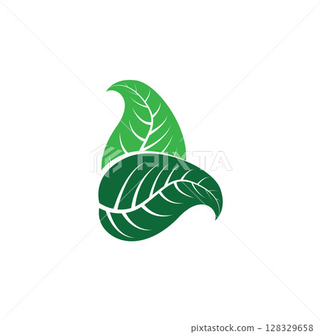 simple nature concept template illustration with minimalist green leaf logo for greening 128329658