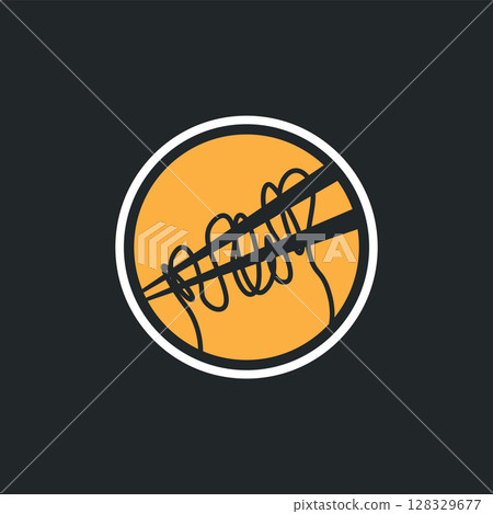 spaghetti logo design Italian noodle food with delicious taste with a simple minimalist concept, vintage illustration of a product brand template 128329677