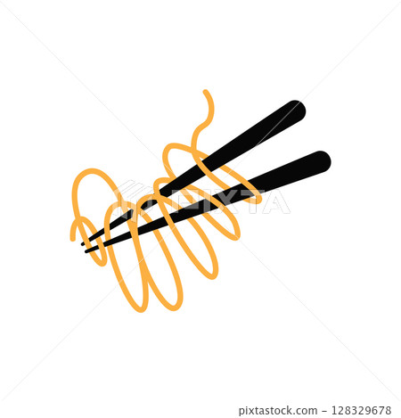 spaghetti logo design Italian noodle food with delicious taste with a simple minimalist concept, vintage illustration of a product brand template 128329678