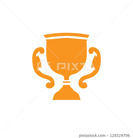 simple championship design with trophy logo victory cup concept vintage simple minimalist modern elegant symbol illustration victory template and brand 128329706