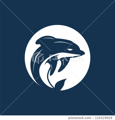 ocean animal silhouette design dolphin logo concept with black silhouette minimalist simple illustration of ocean product brand template ocean animal silhouette design dolphin logo concept with black silhouette minimalist simple illustration of ocean product brand template 128329928