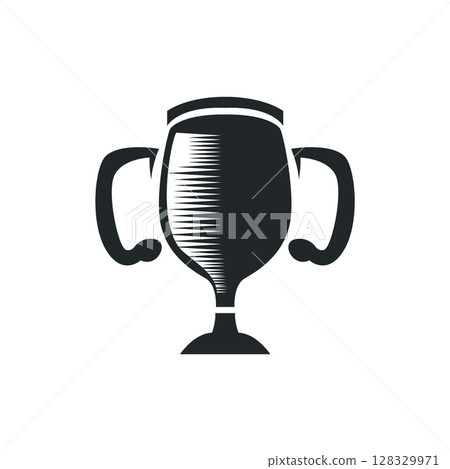 simple championship design with trophy logo victory cup concept vintage simple minimalist modern elegant symbol illustration victory template and brand 128329971