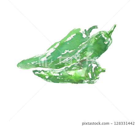 Watercolor illustration of Manganji pepper 128331442
