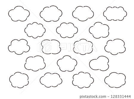 Hand-drawn style cloud frame pen drawing dashed line decoration ornament material illustration vector set variation Hand-drawn style cloud frame pen drawing dashed line decoration ornament material illustration vector set variation 128331444