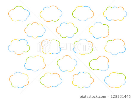 Hand-drawn style cloud frame pen drawing dashed line decoration ornament material illustration vector set variation 128331445