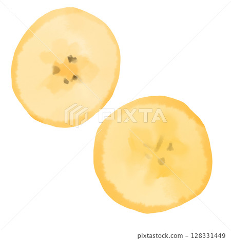 Watercolor style banana slice illustration material 128331449