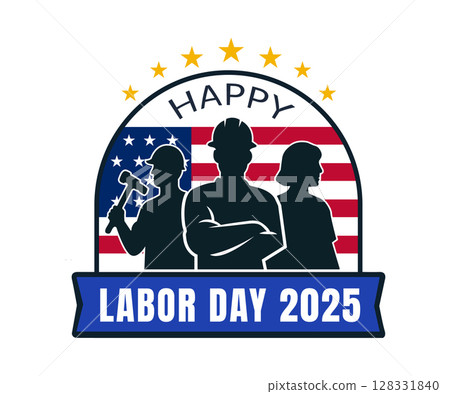 Happy Labor Day 2025 Illustration with Team of Workers 128331840