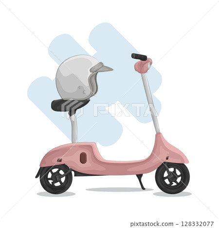 Illustration of Scooter with helmet 128332077