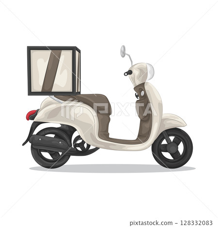 Illustration of Scooter with box 128332083