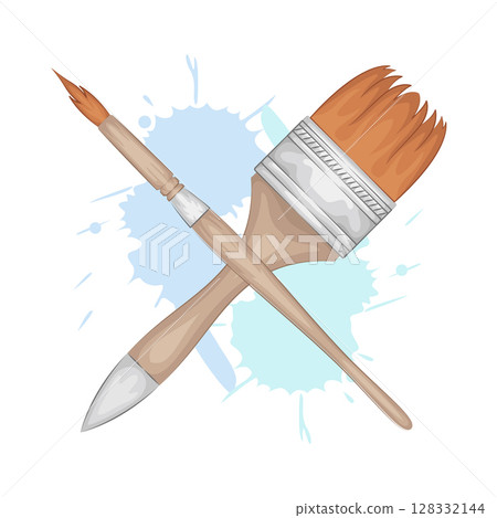 Illustration of Crossed paint brush Illustration of Crossed paint brush 128332144