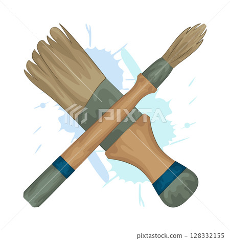 Illustration of Crossed paint brush Illustration of Crossed paint brush 128332155