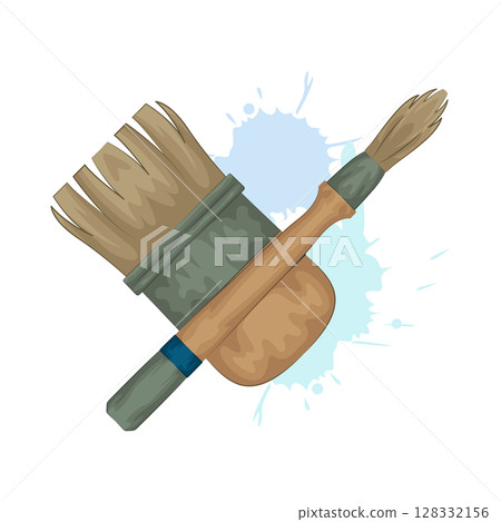 Illustration of Crossed paint brush  128332156